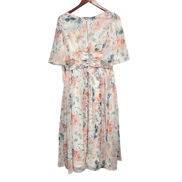 MissJophiel Ruffled Tea Length Pink Bridesmaid, Prom Dress, New with Tags - Picture 3 of 5